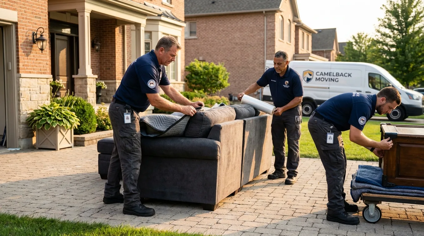 Large estate moving crew wrapping furniture in Orleans, MA